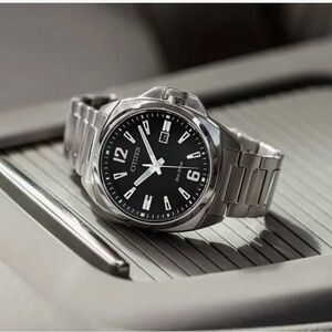 NWT Citizen Eco Drive Black Dial Steel watch for sale